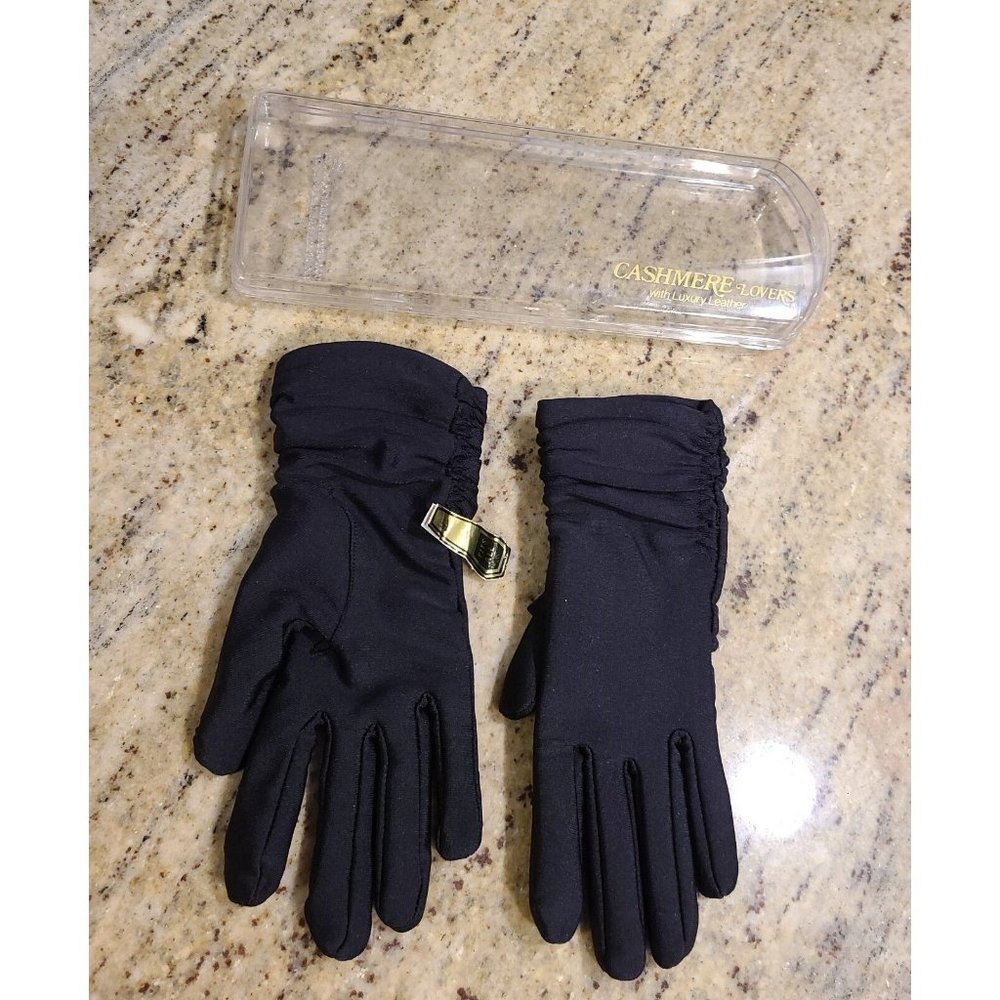 New! Finale OSFA Black Nylon/Spandex Cashmere Wool Knit Lined 8" Gloves Gathered